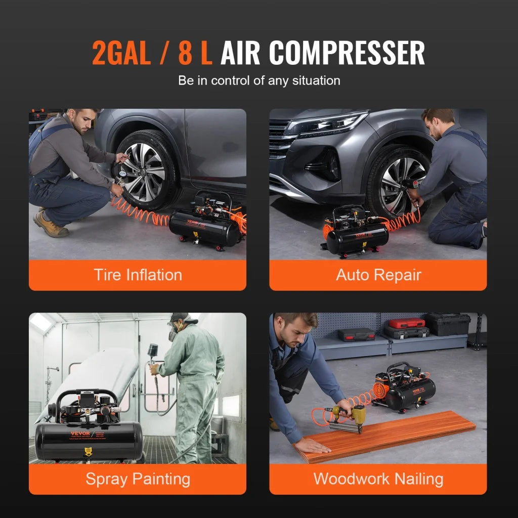 VEVOR Air Compressor Compact Portable Oil Free Compressor