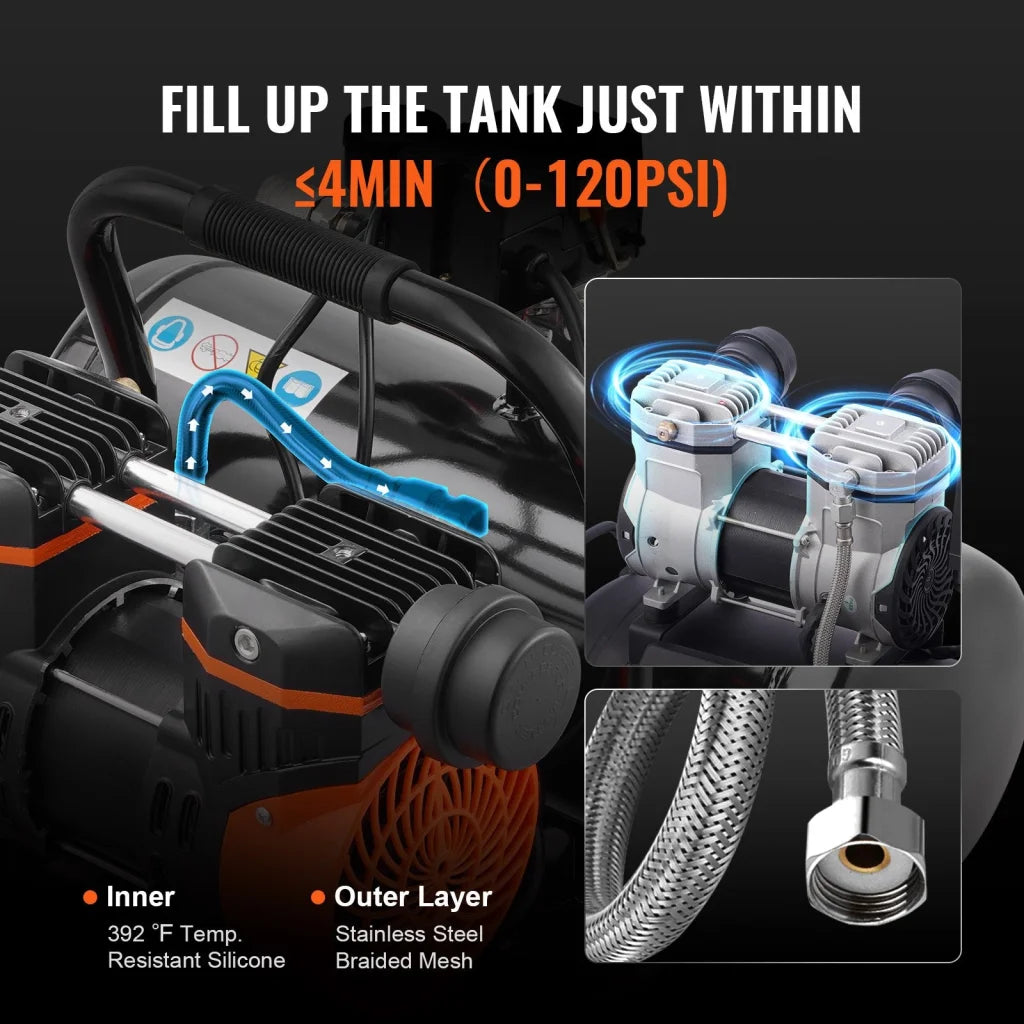 Air Compressor Compact Portable Oil Free 8L 8bar