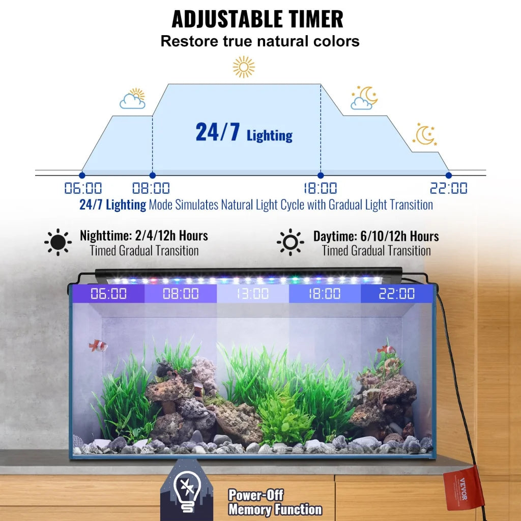 VEVOR Aquarium Light 14W Full Spectrum Fish Tank Light