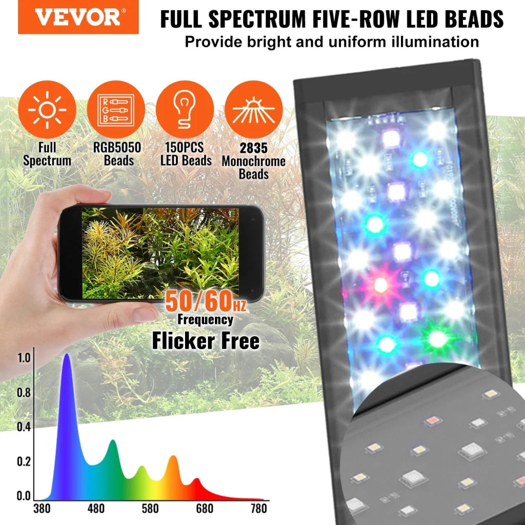 VEVOR Aquarium Light 26W Full Spectrum Fish Tank Light