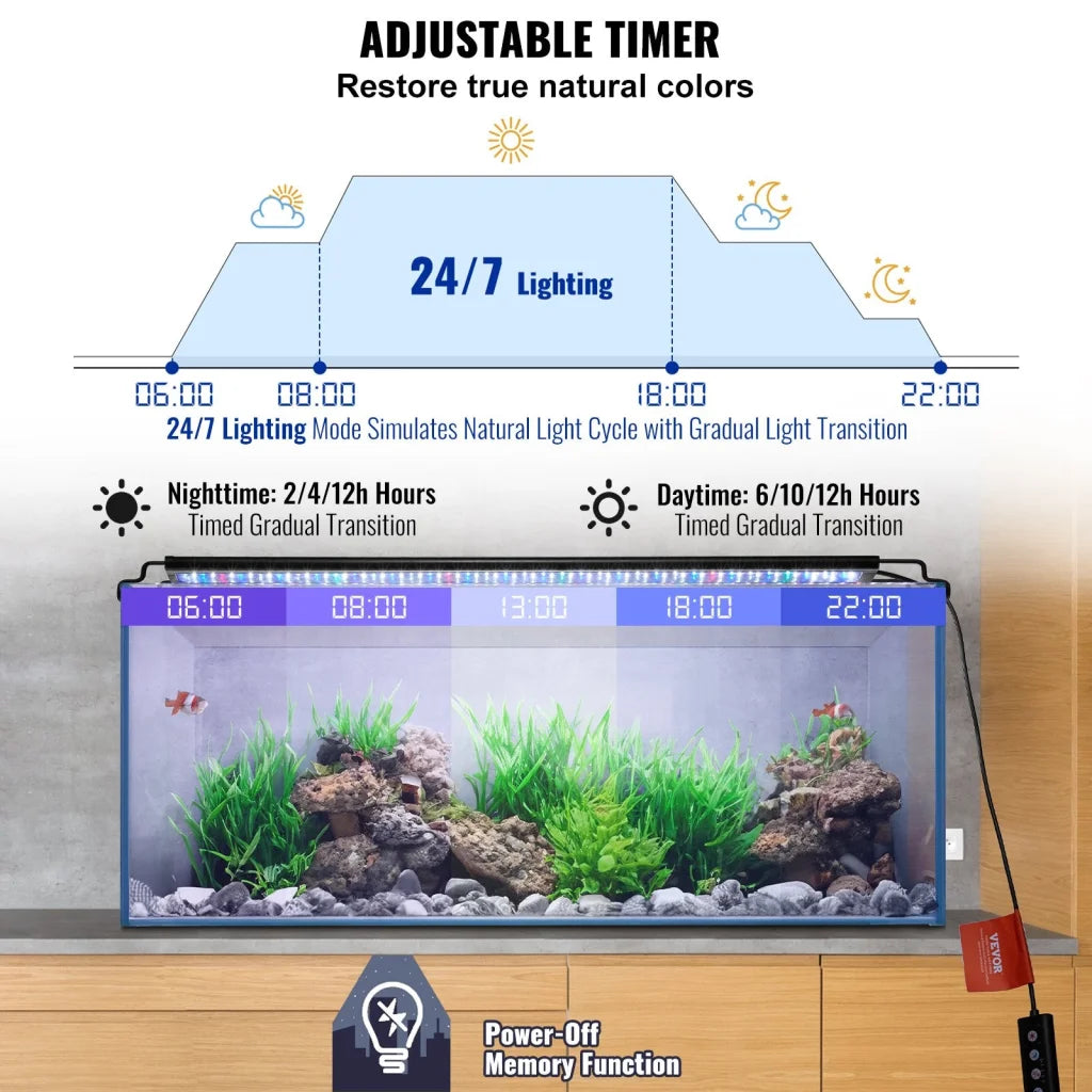 VEVOR Aquarium Light 26W Full Spectrum Fish Tank Light