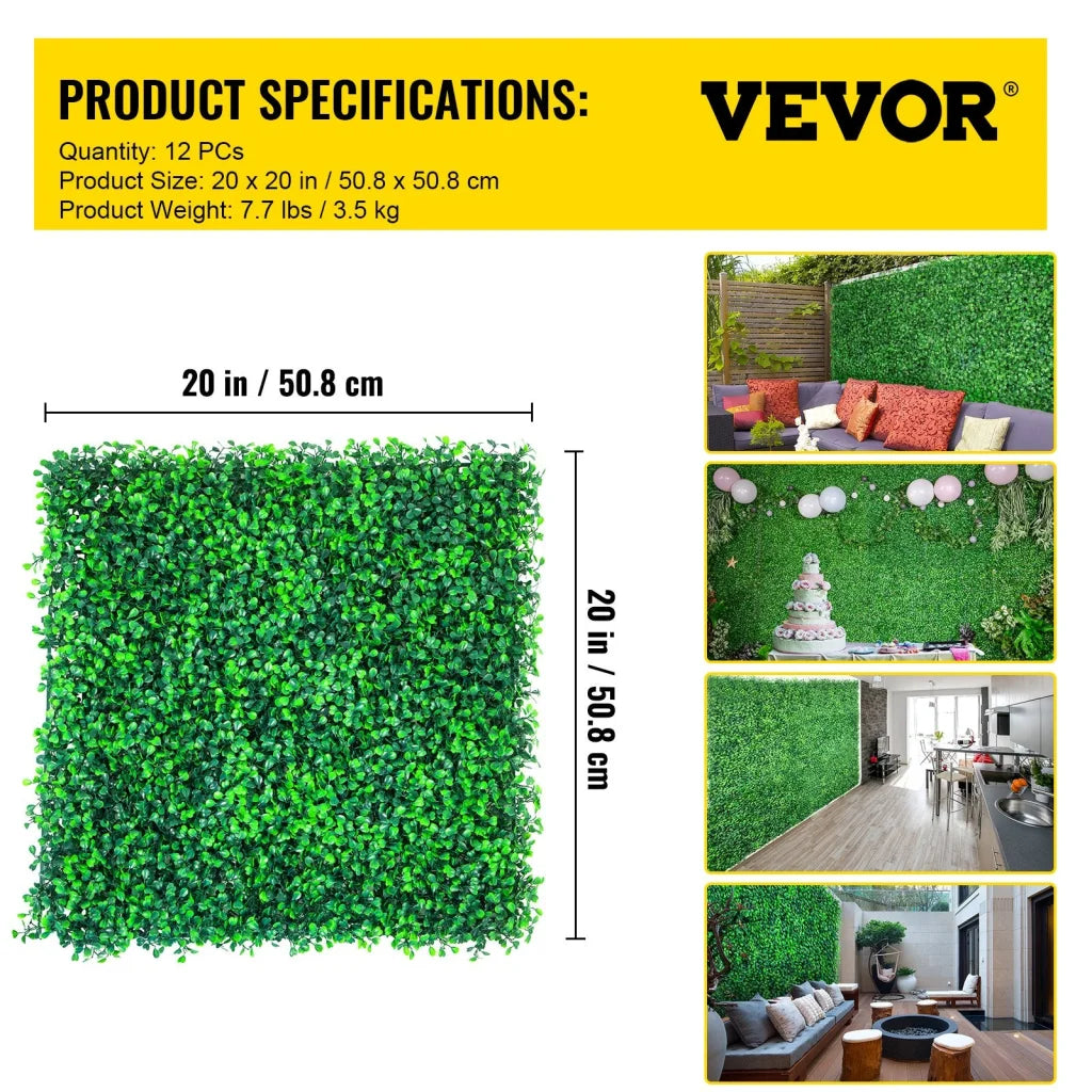 VEVOR Artificial Boxwood Panels 12 PCS 20’’x20’’ Boxwood