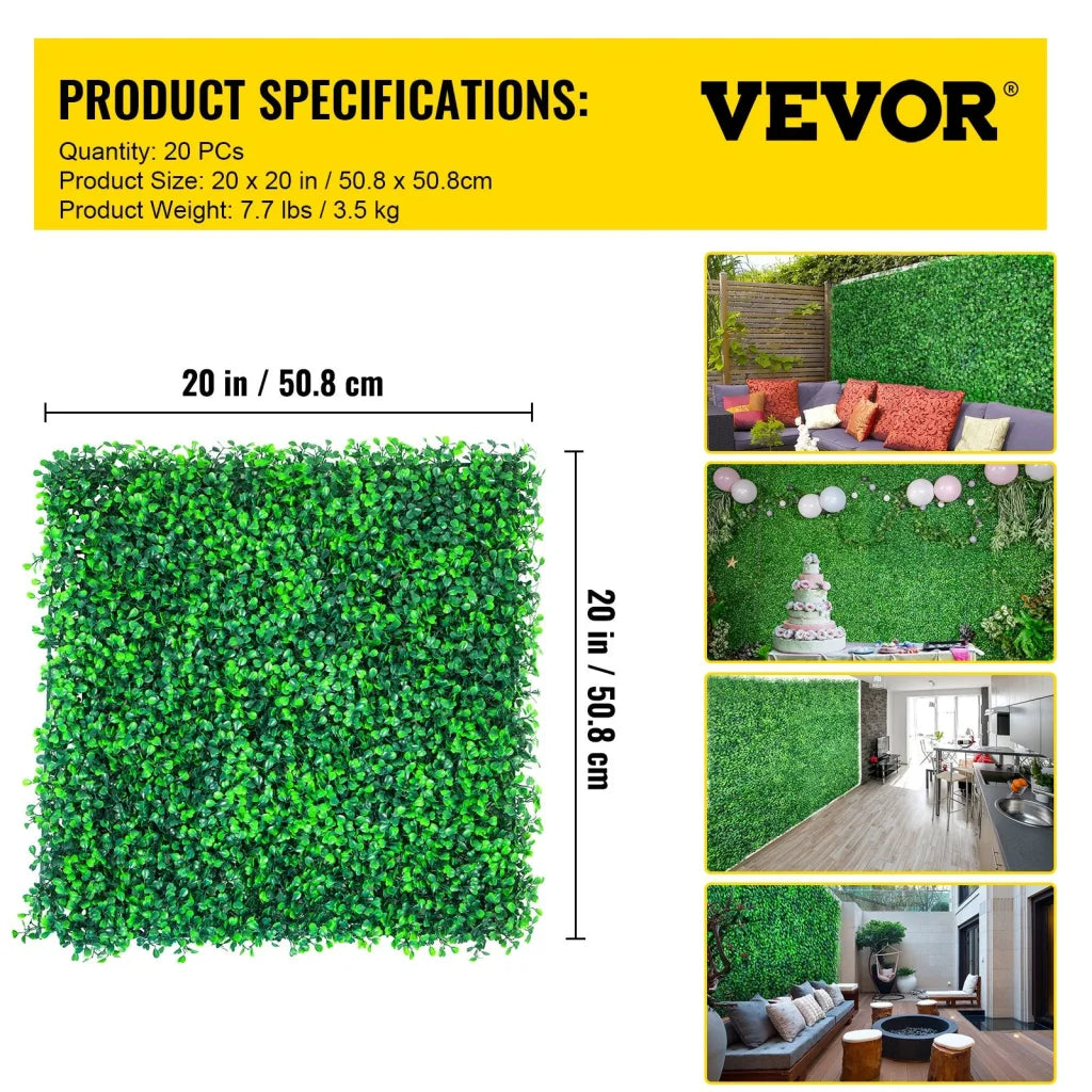 VEVOR Artificial Boxwood Panels 20 PCS 20\’x20\’ Boxwood