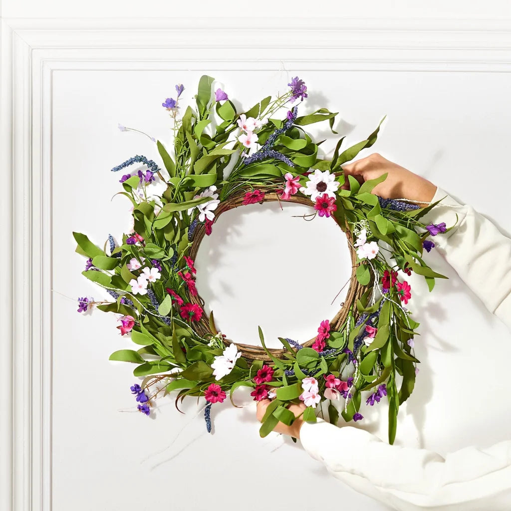 VEVOR Artificial Decorative Wreath 55.88 cm Pink Green