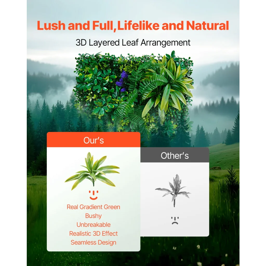 VEVOR Artificial Grass Wall Panels 12 PCS 20 x 20 inch 3D