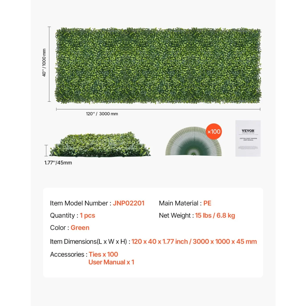VEVOR Artificial Grass Wall Panels 40 x 120 inch Milan