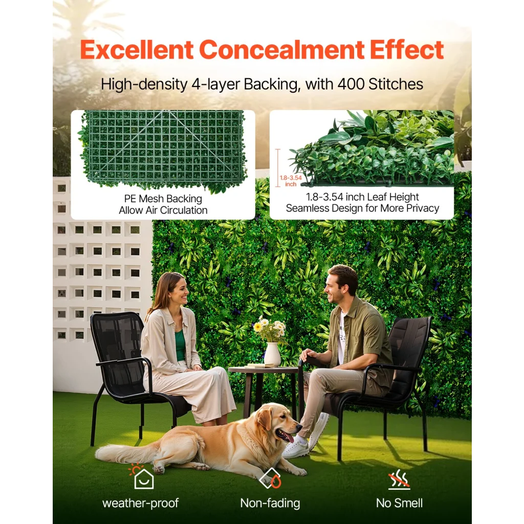 VEVOR Artificial Grass Wall Panels 8 PCS 20 x 20 inch 3D