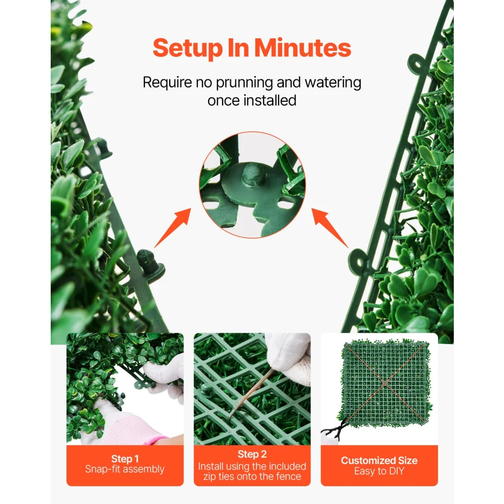 VEVOR Artificial Grass Wall Panels 8 PCS 20 x 20 inch 3D