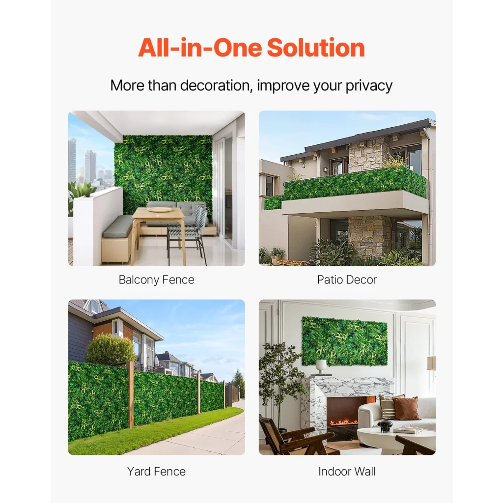 VEVOR Artificial Grass Wall Panels 8 PCS 20 x 20 inch 3D