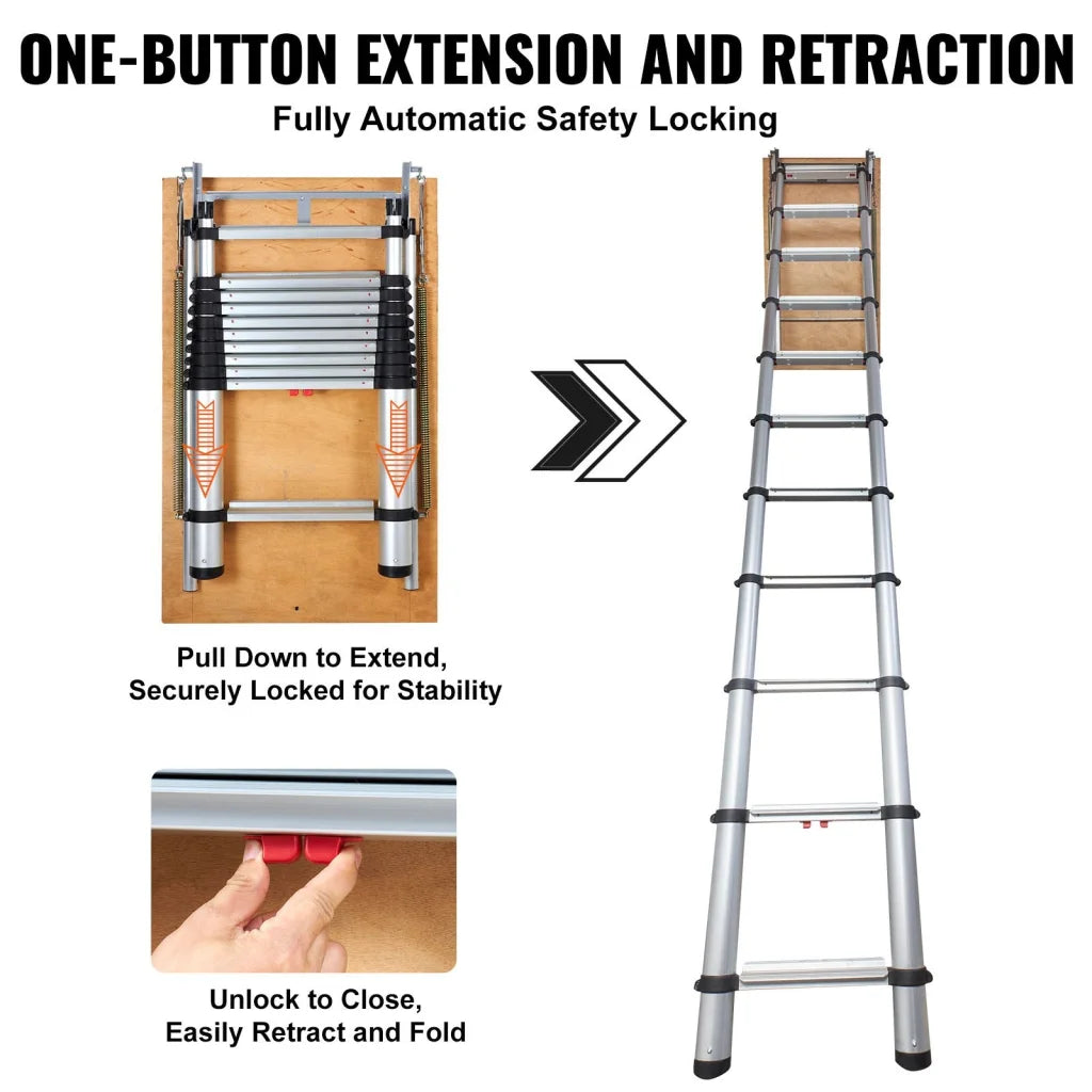VEVOR Attic Ladder Telescoping 158.76kg Capacity 100cm x