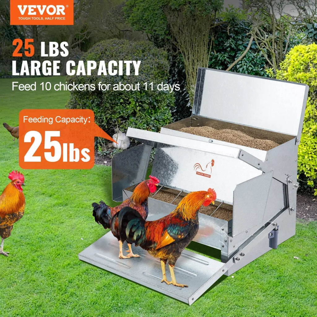 VEVOR Automatic Chicken Feeder Galvanized Steel Poultry