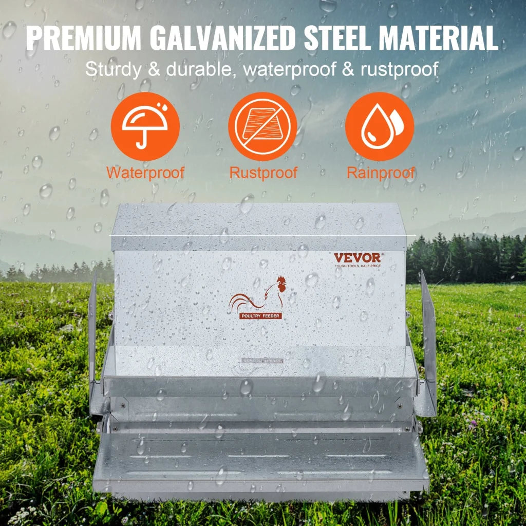 VEVOR Automatic Chicken Feeder Galvanized Steel Poultry