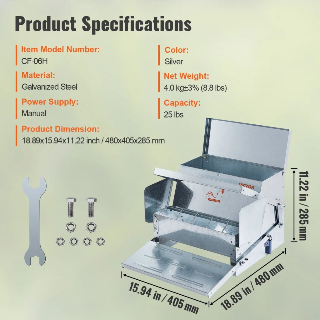 VEVOR Automatic Chicken Feeder Galvanized Steel Poultry