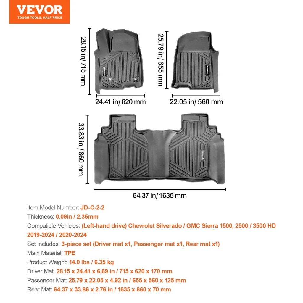 VEVOR Automotive Floor Mats Fits for Chevrolet