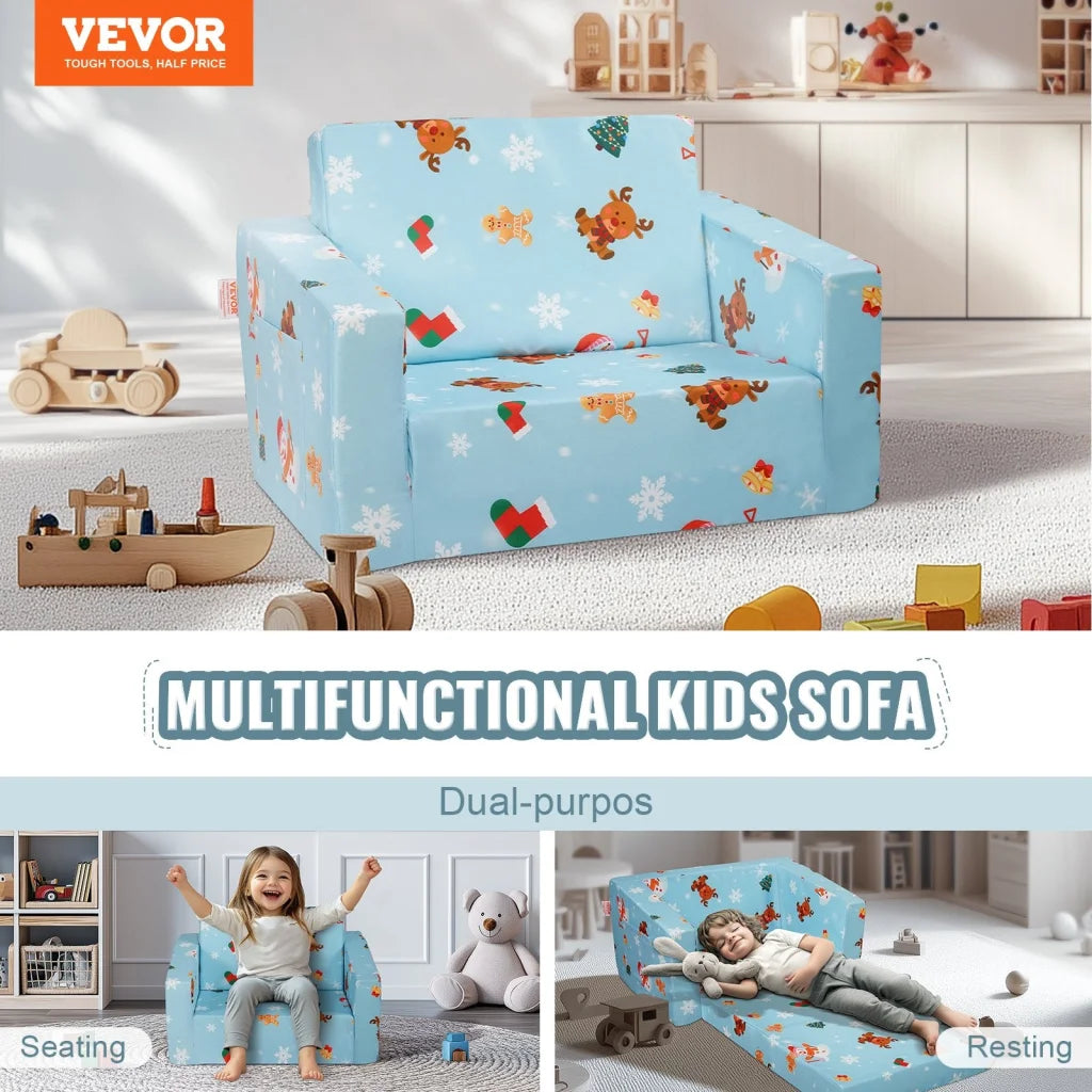 VEVOR Baby Chair Foldable 2-in-1 Baby Lounger Couch Cartoon