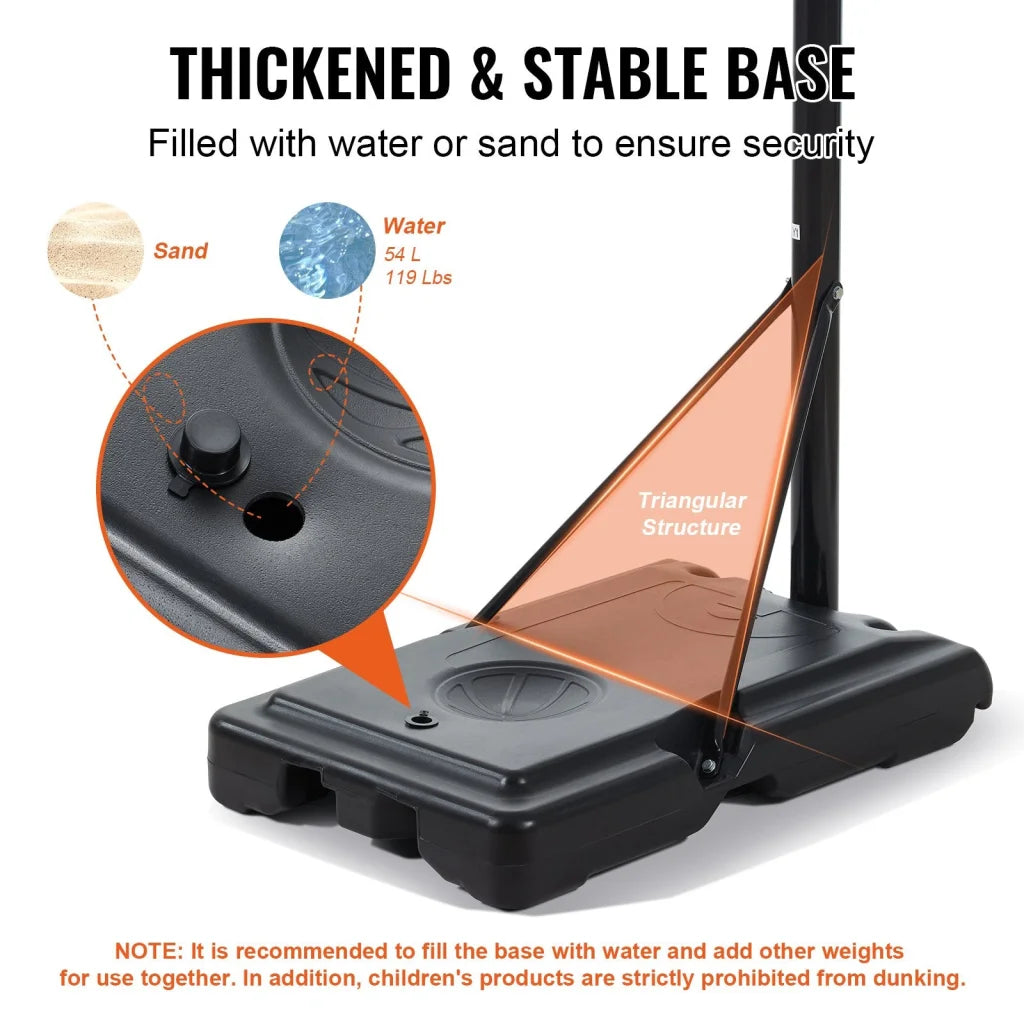 VEVOR Basketball Hoop 4-10 ft Adjustable Height Portable