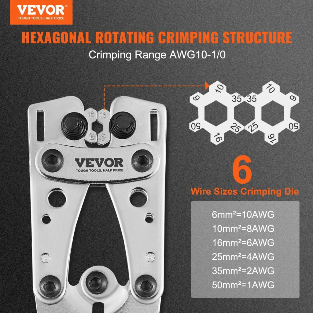 VEVOR Battery Cable Lug Crimping Tool 10-1/0AWG with Cable