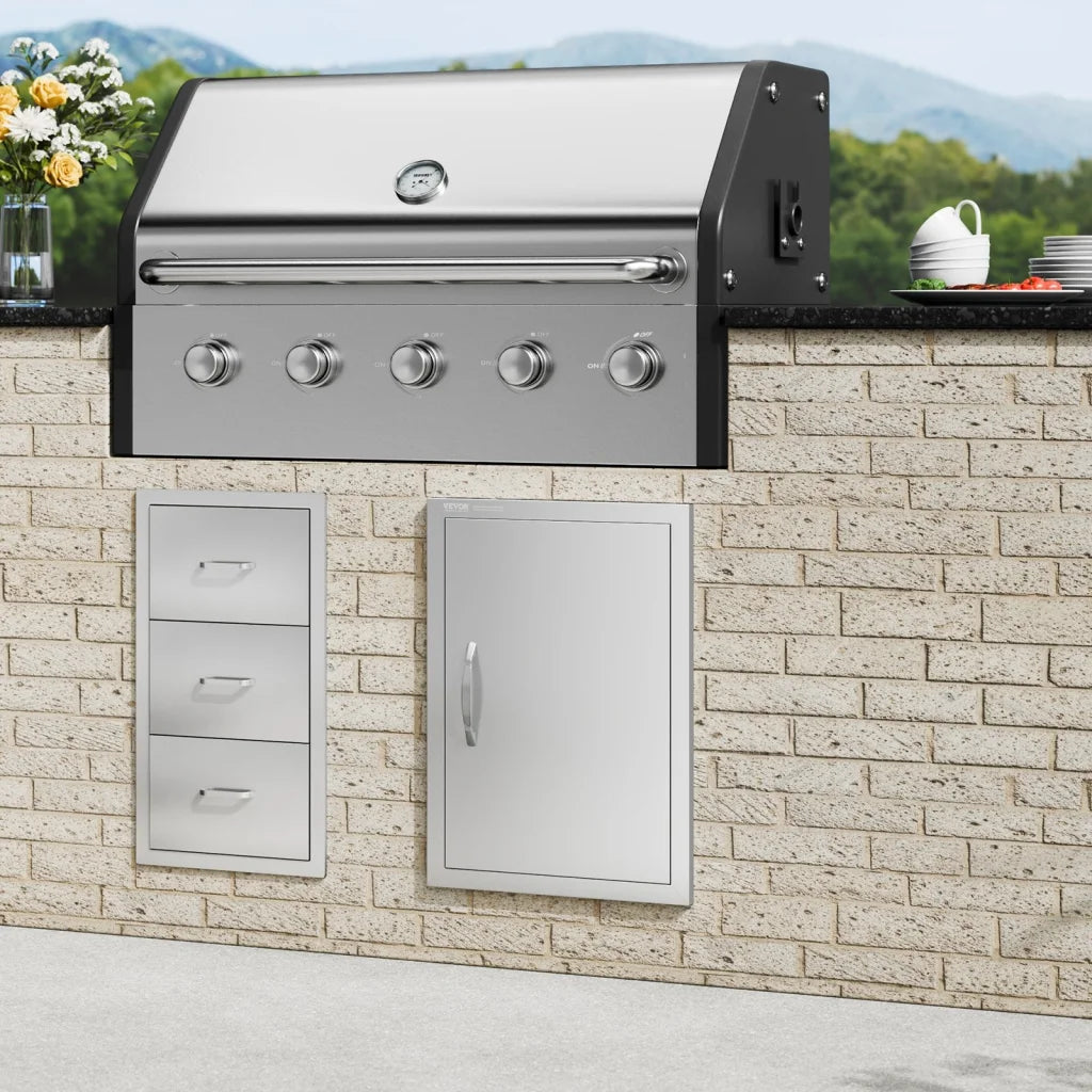 VEVOR BBQ Access Door 432x610 mm Single Outdoor Kitchen