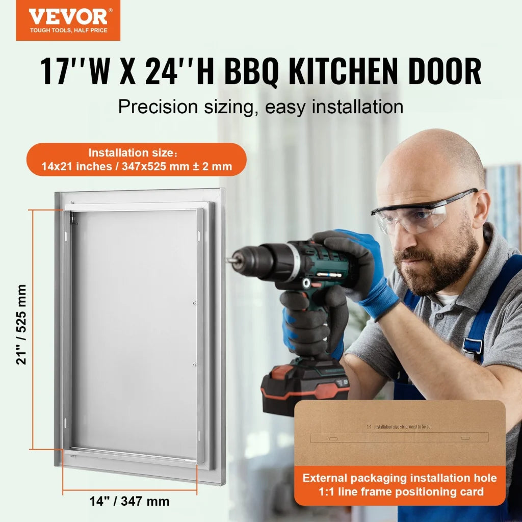 VEVOR BBQ Access Door 432x610 mm Single Outdoor Kitchen
