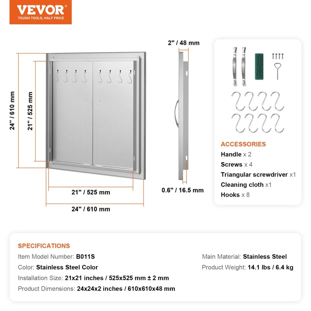 VEVOR BBQ Access Door 610x610 mm Double Outdoor Kitchen