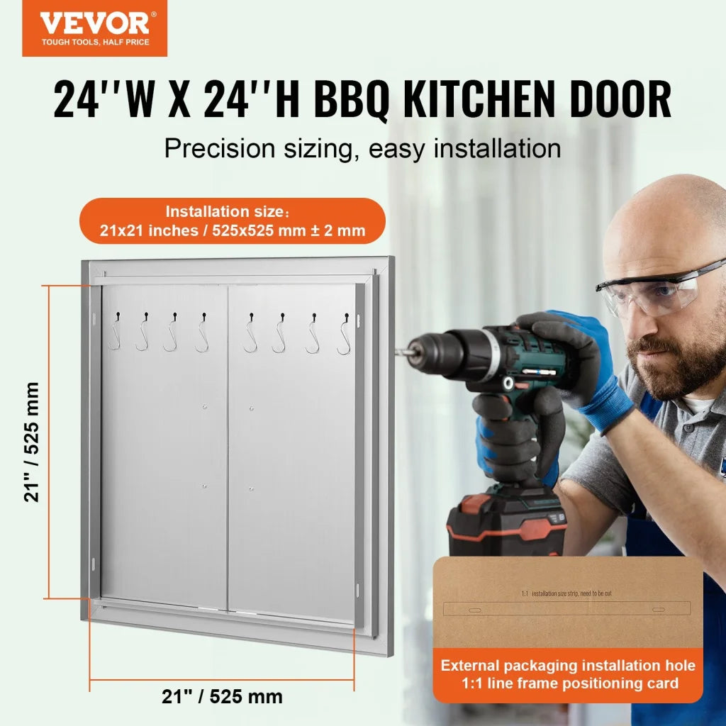VEVOR BBQ Access Door 610x610 mm Double Outdoor Kitchen