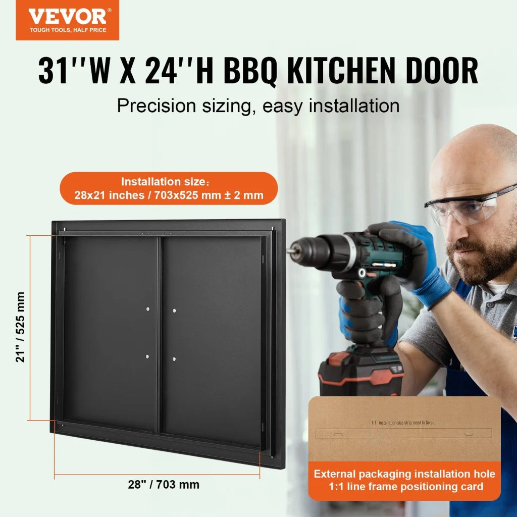 VEVOR BBQ Access Door 788x610 mm Double Outdoor Kitchen