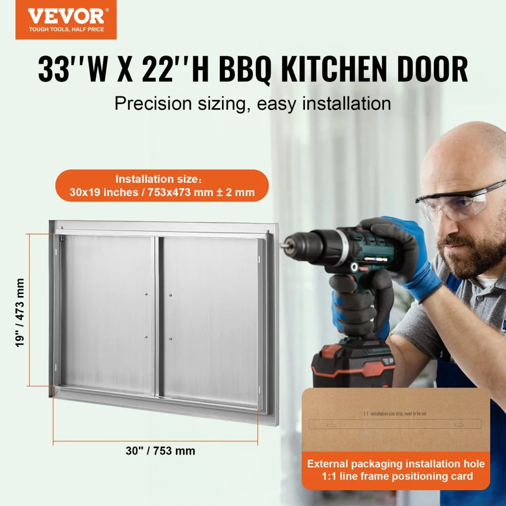 VEVOR BBQ Access Door 838x558 mm Double Outdoor Kitchen