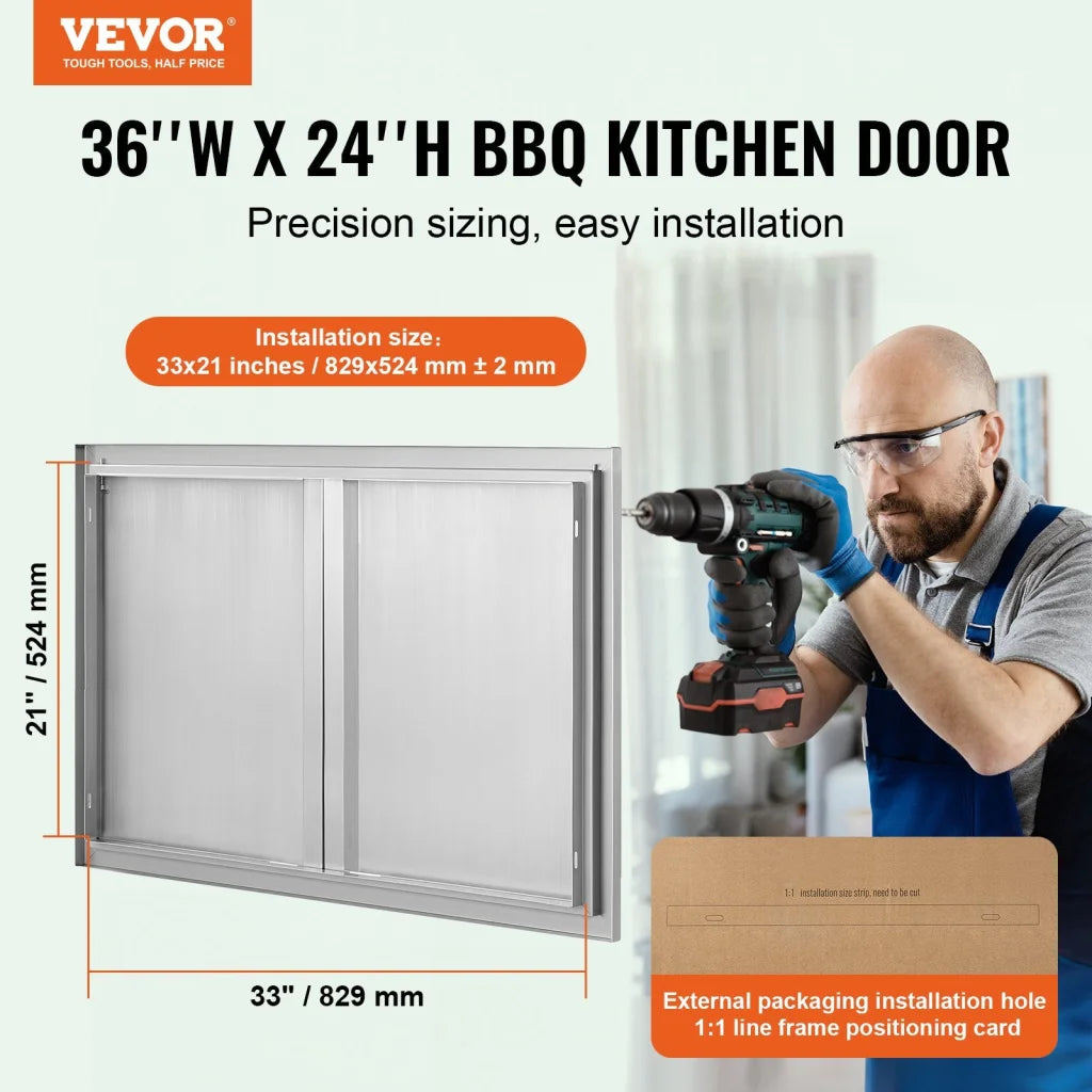 VEVOR BBQ Access Door 914x610 mm Double Outdoor Kitchen