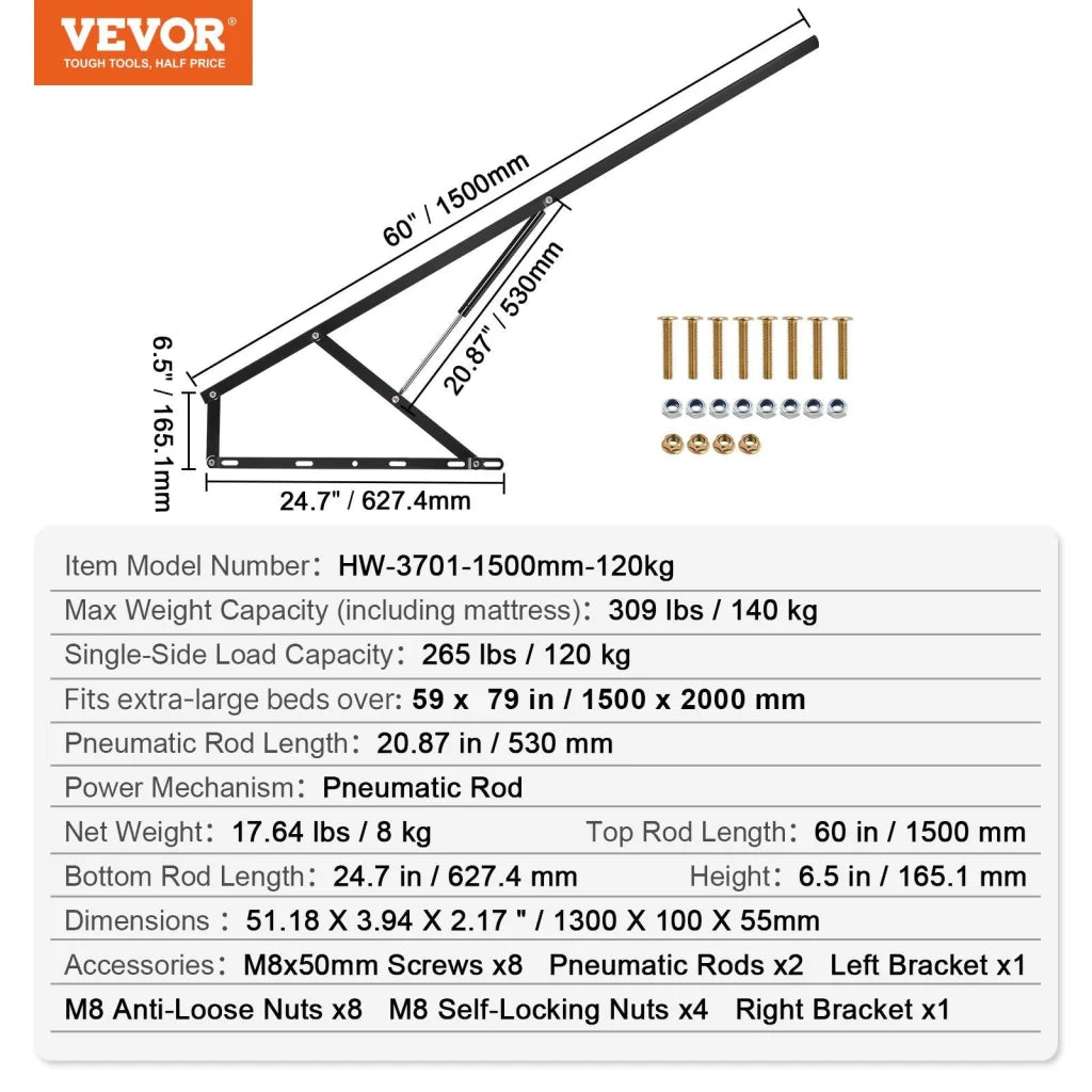 VEVOR Bed Lift 1500x2000mm Compatible Extra-large Size