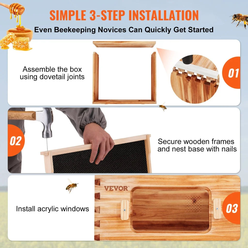 VEVOR Bee Hive 20 Frame Bee Hives Starter Kit Beeswax