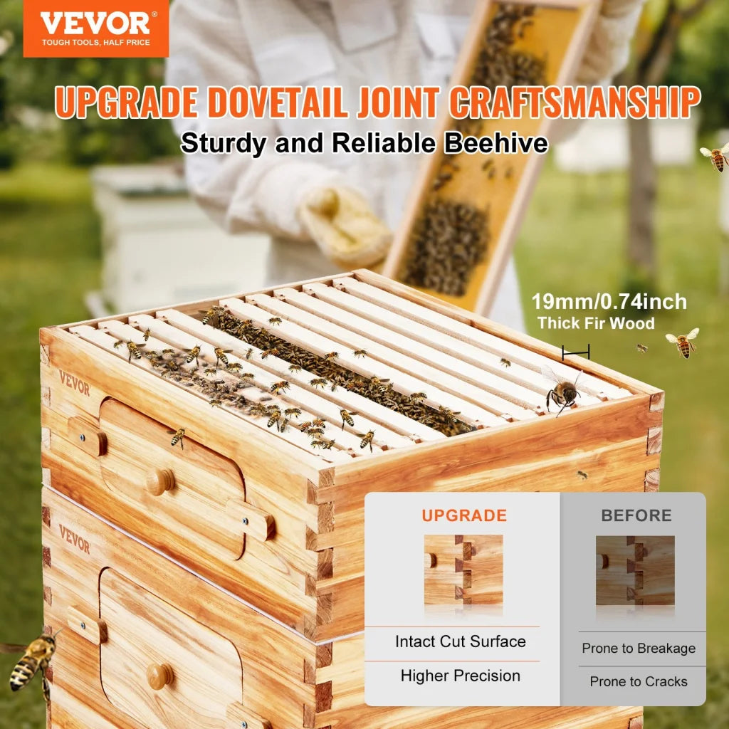 VEVOR Bee Hive 40 Frame Bee Hives Starter Kit Beeswax