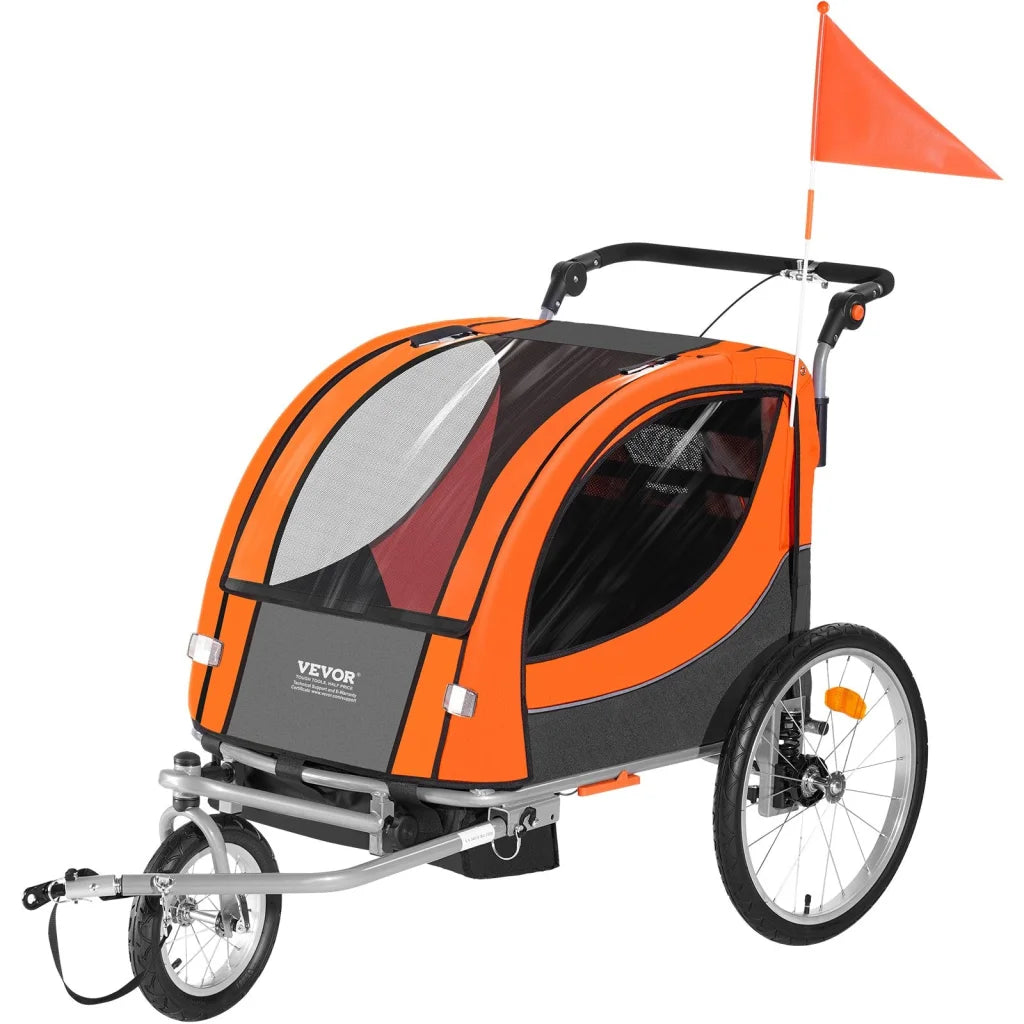VEVOR Bike Trailer for Toddlers Kids Double Seat 40 kg Load
