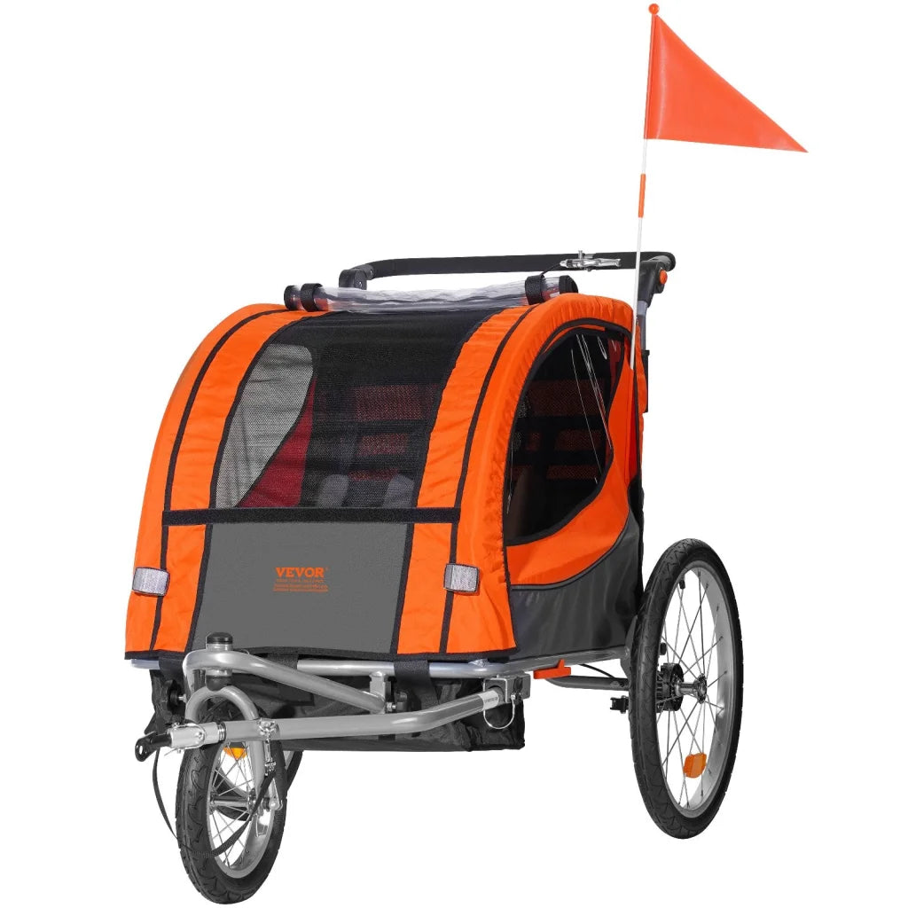 VEVOR Bike Trailer for Toddlers Kids Double Seat 40 kg Load