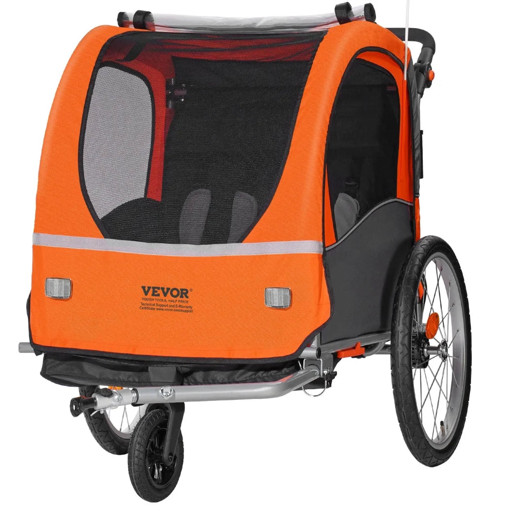 VEVOR Bike Trailer for Toddlers Kids Double Seat 45 kg Load