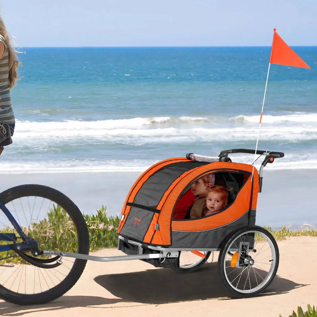 VEVOR Bike Trailer for Toddlers Kids Double Seat 45 kg Load