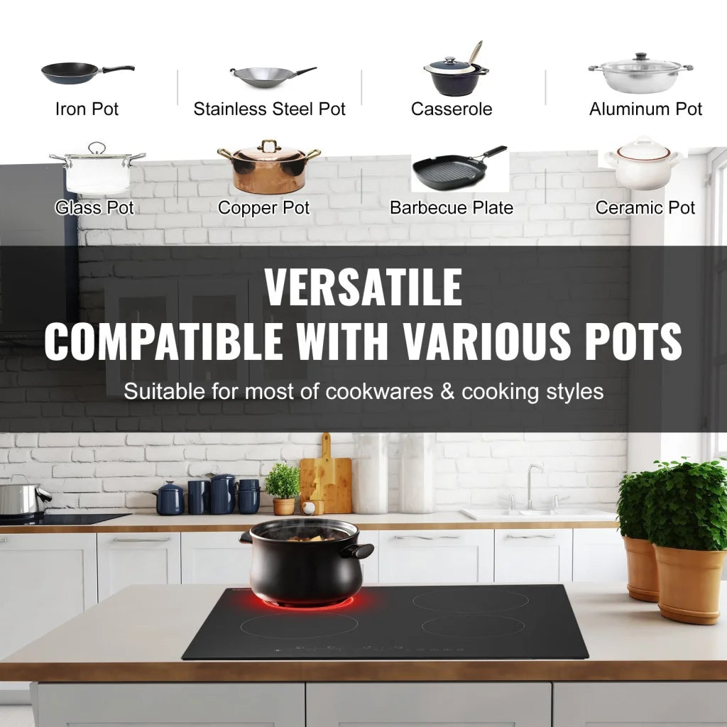 Built in Electric Cooktop Radiant Ceramic 4 Burners 23