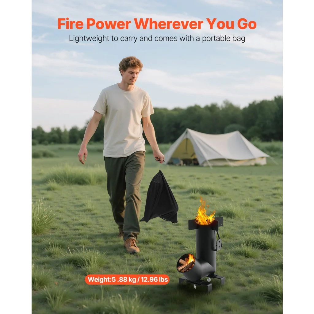 VEVOR Camping Rocket Stove Wood Burning Portable Rocket