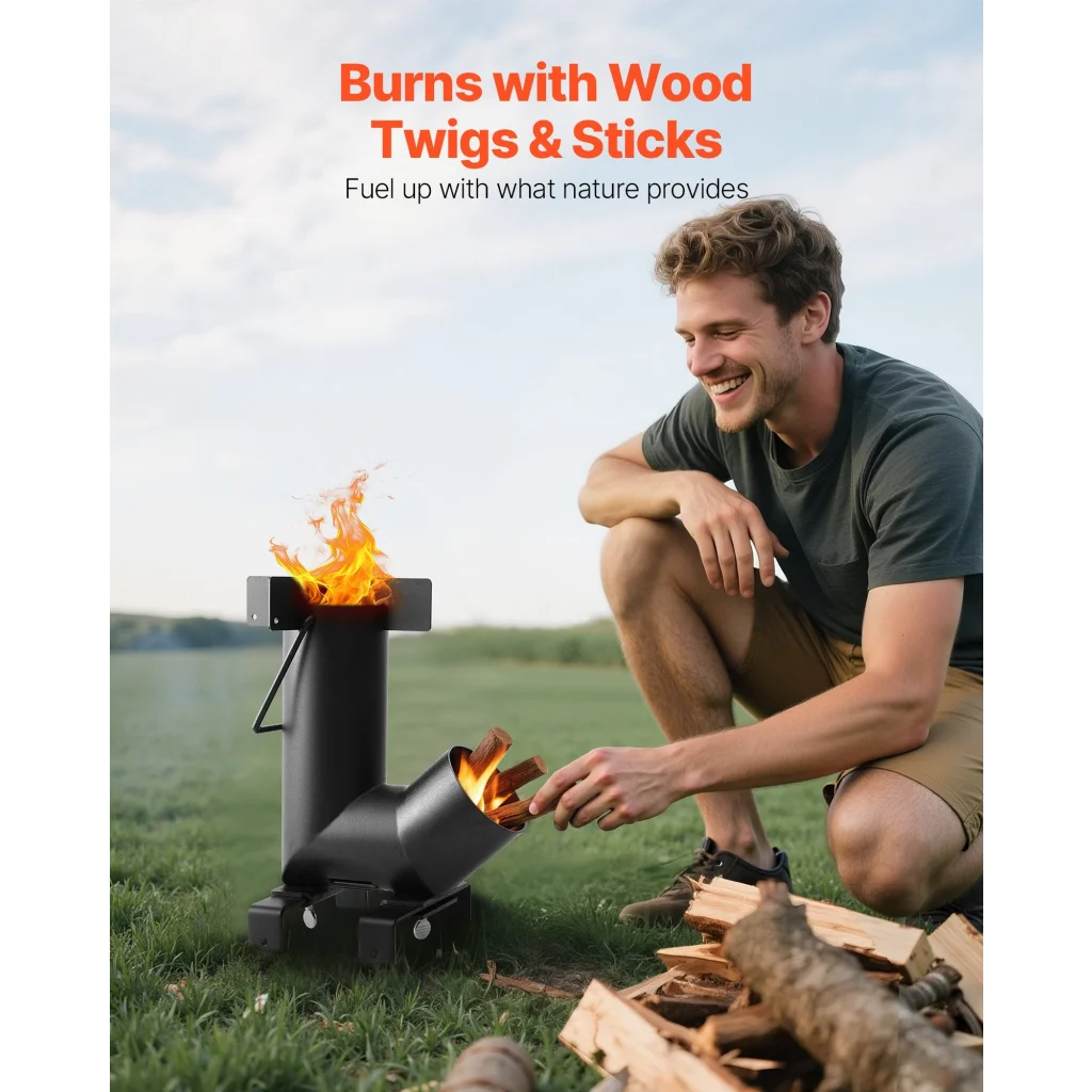 VEVOR Camping Rocket Stove Wood Burning Portable Rocket