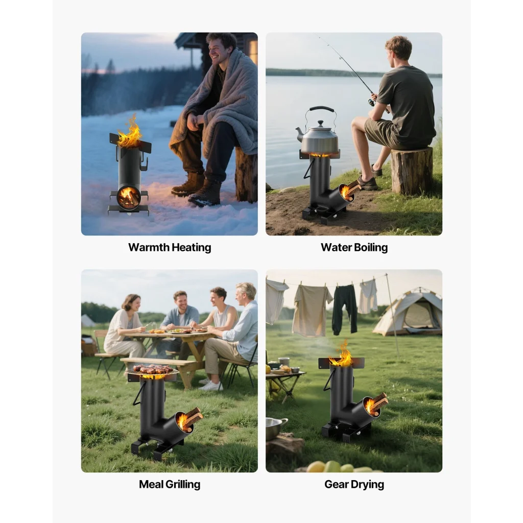 VEVOR Camping Rocket Stove Wood Burning Portable Rocket