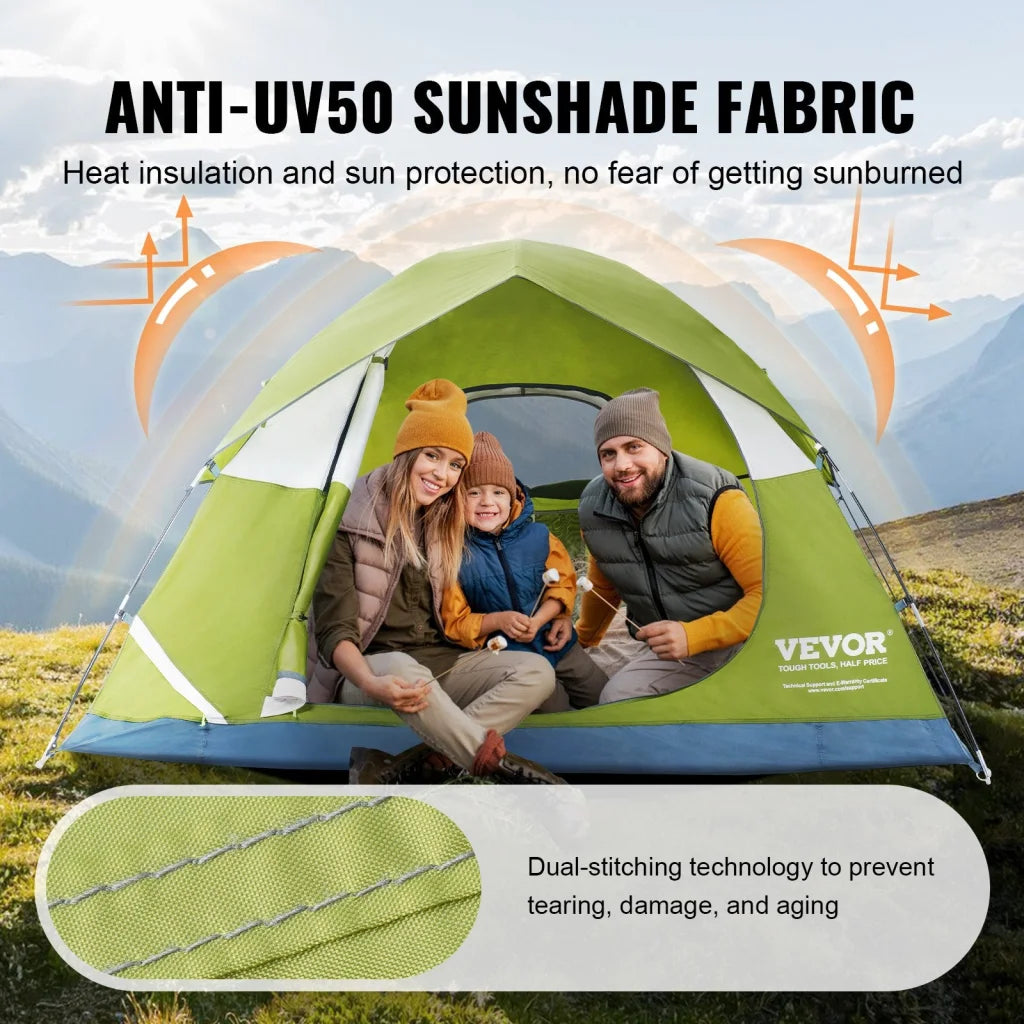 VEVOR Camping Tent 7 x 7 x 4 ft Fit for 6 Person Waterproof