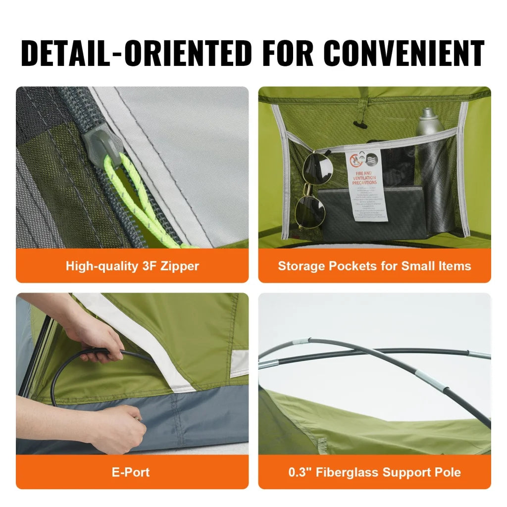 VEVOR Camping Tent 7 x 7 x 4 ft Fit for 6 Person Waterproof