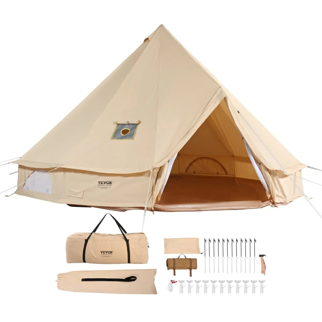 VEVOR Canvas Bell Tent 4m/13.12ft 4-Season Camping Yurt