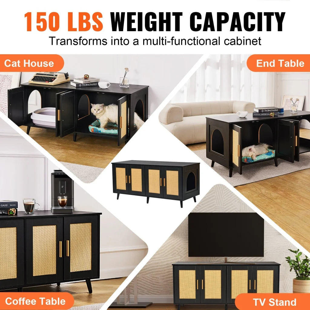 VEVOR Cat Litter Box Enclosure Wooden Litter Box Furniture