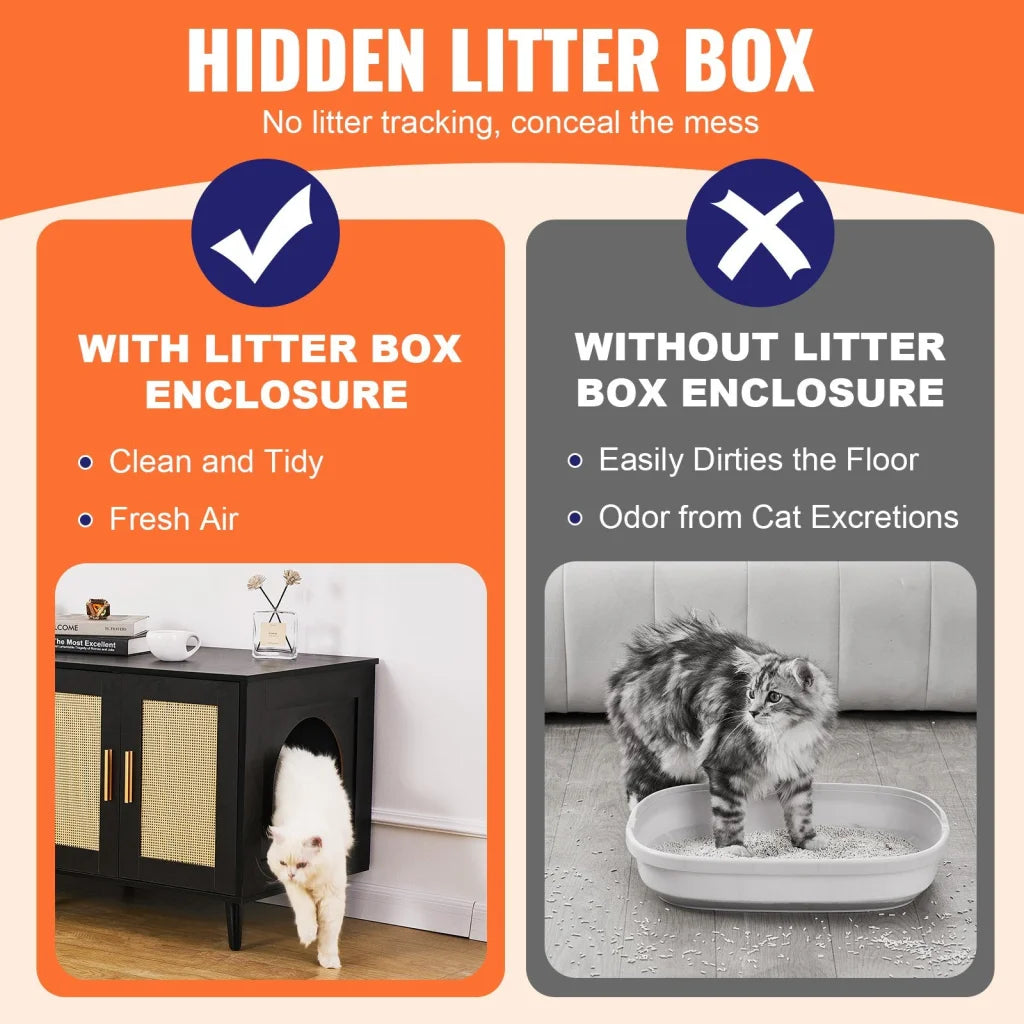 VEVOR Cat Litter Box Enclosure Wooden Litter Box Furniture