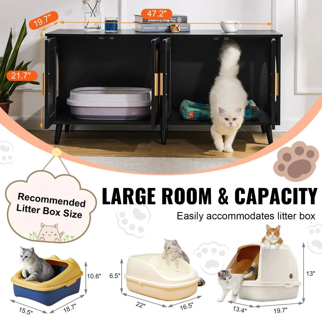 VEVOR Cat Litter Box Enclosure Wooden Litter Box Furniture