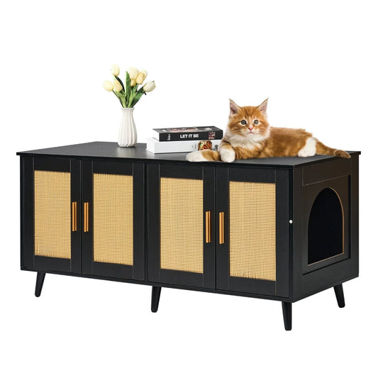 VEVOR Cat Litter Box Enclosure Wooden Litter Box Furniture