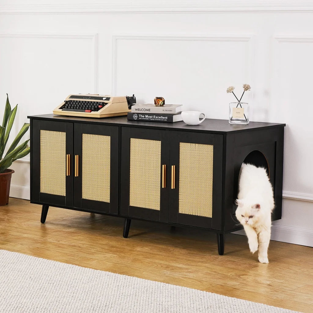 VEVOR Cat Litter Box Enclosure Wooden Litter Box Furniture