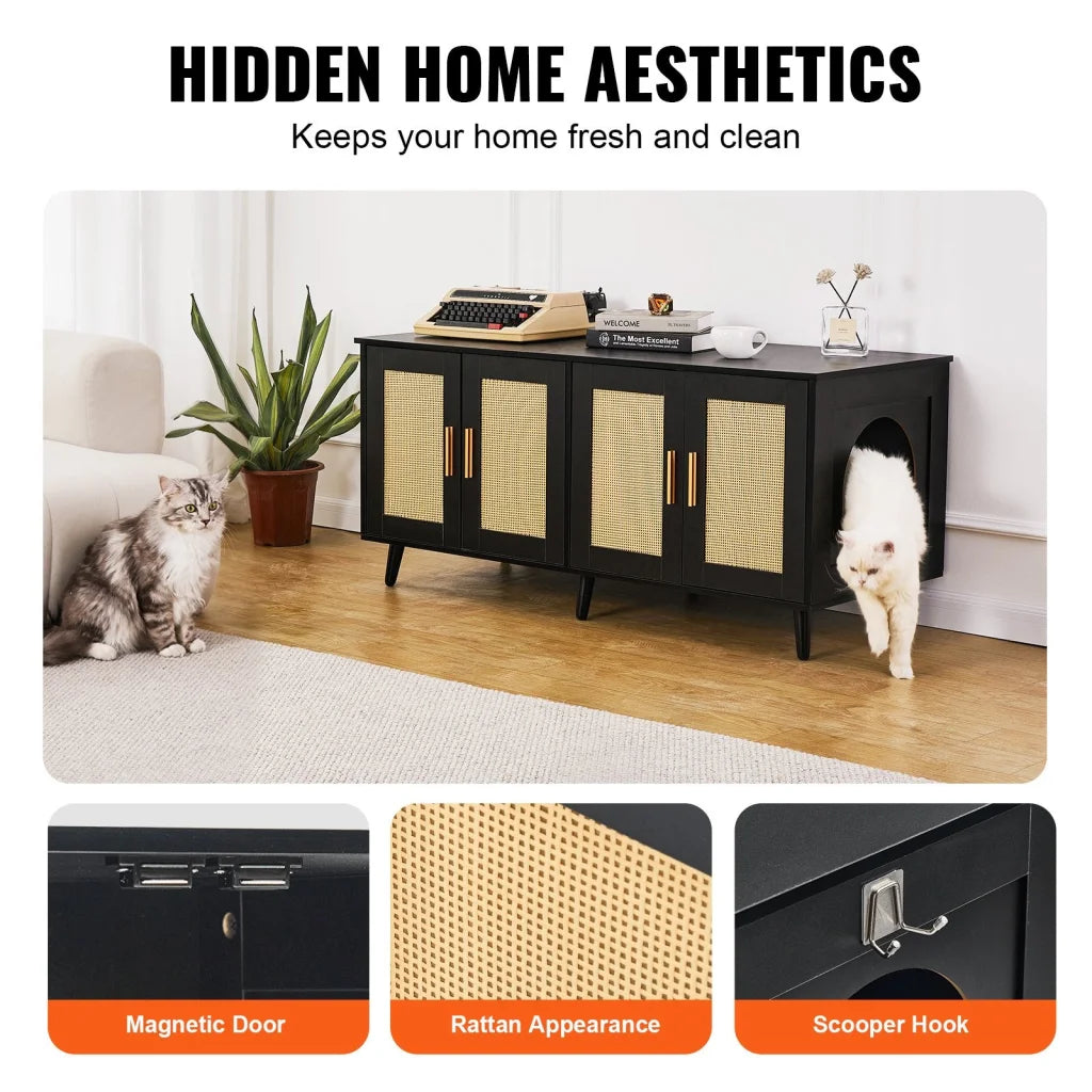 VEVOR Cat Litter Box Enclosure Wooden Litter Box Furniture