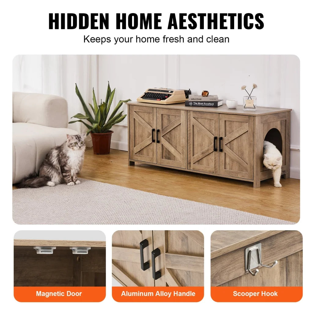 VEVOR Cat Litter Box Enclosure Wooden Litter Box Furniture