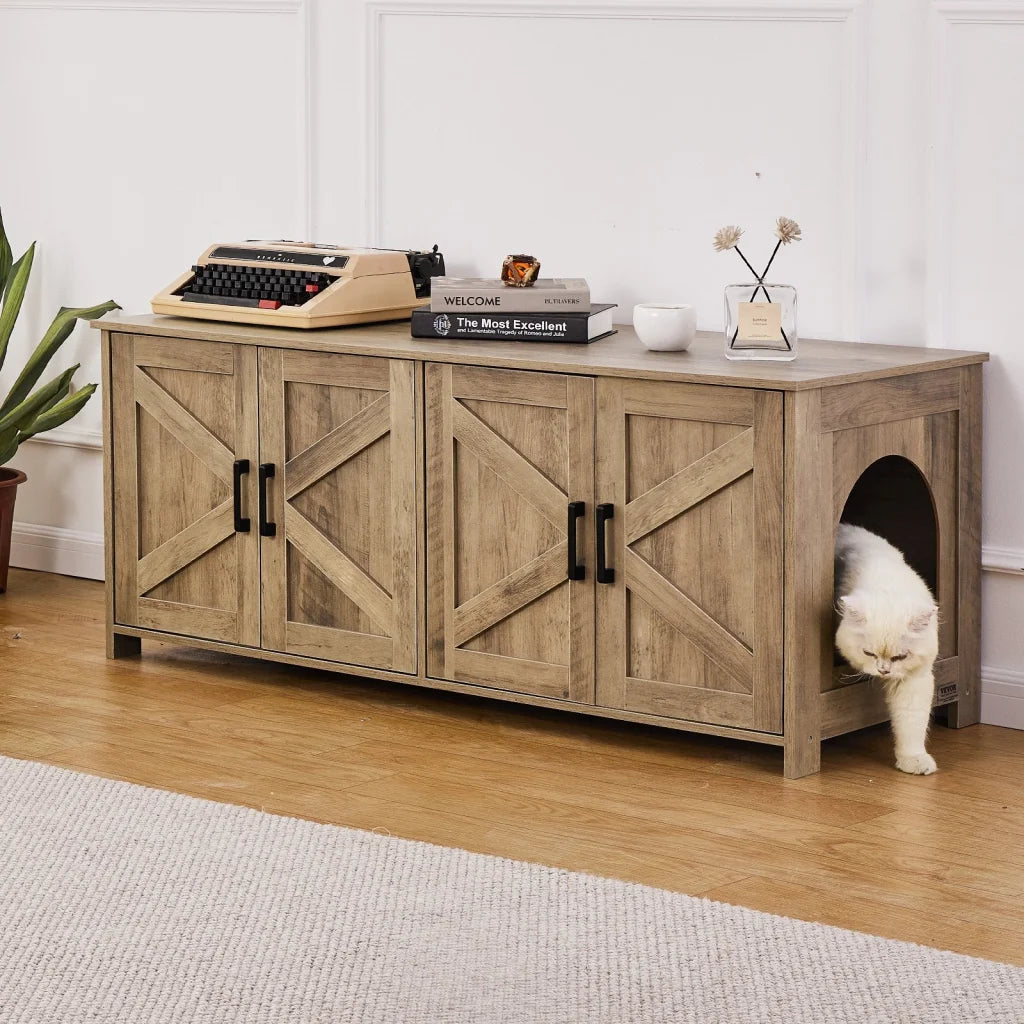 VEVOR Cat Litter Box Enclosure Wooden Litter Box Furniture